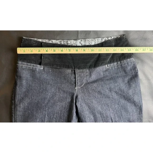 WXRLD Y2K Bareback Jeans 5/6 Flare Dark Wash Textured Waistband Indie Sleaze - Picture 10 of 15